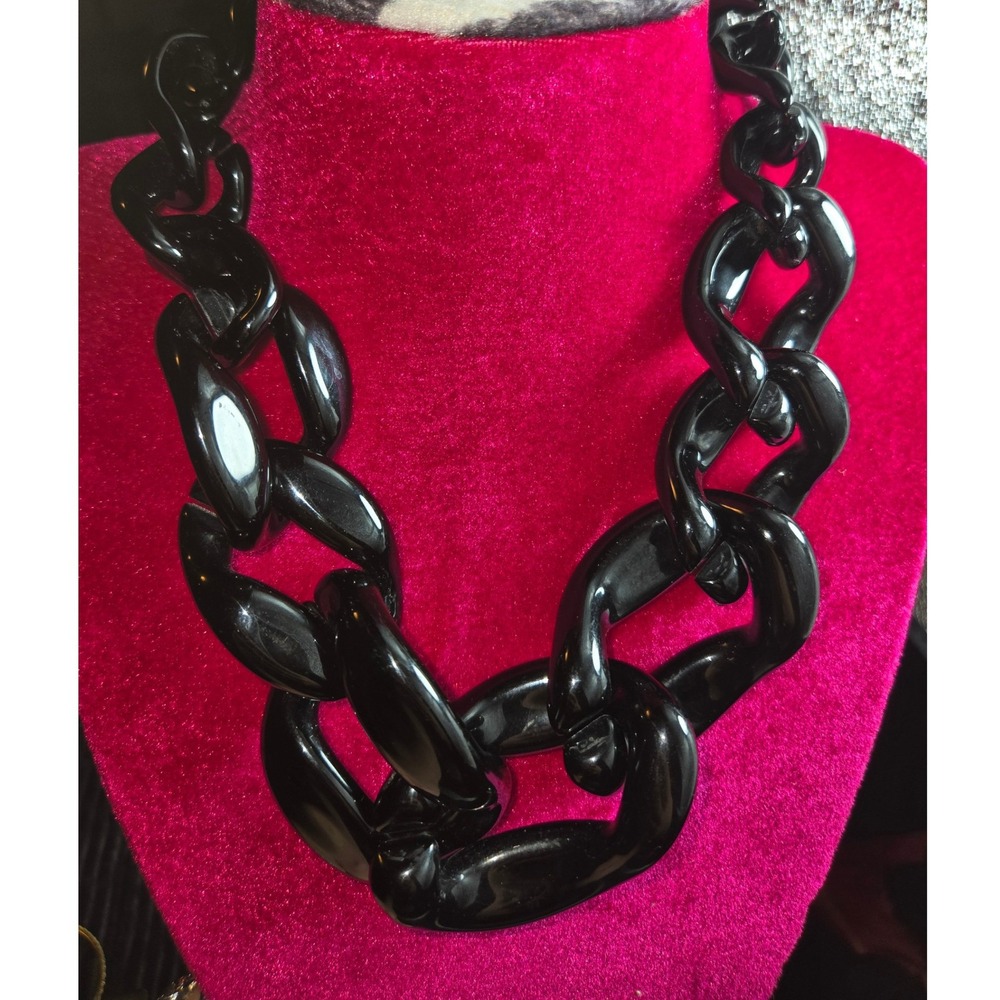 INC International Concepts Black Oversized Chunky Chain Link Statement Necklace